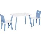 Kids Table and Chairs Set 3 Pieces 1 Table 2 Chairs Toddler Wooden Multi-usage Easy Assembly Star Im