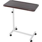Portable Overbed/Chair Table Sofa Side Notebook Laptop Desk PC Stand Height Adjustable w/ Lockable 4 Castors & Wooden Top  Brown