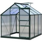 Outsunny Clear Polycarbonate Greenhouse Large Walk-In Green House Garden Plants Grow Galvanized Base Aluminium Frame w/ Slide Door 6 x 6ft