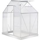 Outsunny 6 x 4 FT Walk-In Greenhouse Polycarbonate Panels Aluminium Frame w/ Sliding Door Adjustable Window 2.5? Inner Area Plant Flower Grow
