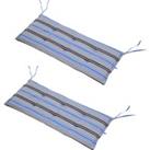 Outsunny Set of 2 Outdoor Garden Patio 2-3 Seater Bench Swing Chair Cushion Seat Pad Mat Replacement 120L x 50W x 5T cm - Blue Stripes