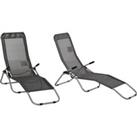 Outsunny Set of 2 Outdoor Patio Chaise Recliner Portable Lounge Chairs Garden Loungers Adjustable Backrest
