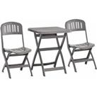Outsunny 3 Piece Garden Bistro Set w/ Foldable Design Garden Coffee Table Two Chairs One Square Tabl