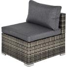 Outsunny Outdoor Garden Furniture Rattan Single Sofa with Cushions for Backyard Porch Garden Poolsid