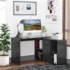Modern LShaped Computer Desk, Laptop PC Corner Table, Home Office Workstation with Spacious Storage, Black
