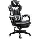 Vinsetto Ergonomic Racing Gaming Chair Office Desk Chair Adjustable Height Recliner with Wheels, Headrest,Lumbar Support Retractable Footrest, White