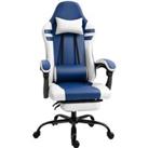Vinsetto PU Leather Gaming Office Chair Ergonomic Reclining Gaming Chair w/ Retractable Footrest Blu