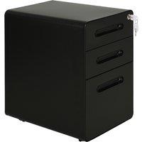 Vinsetto Steel 3-Drawer Curved Filing Cabinet Mobile File Cabinet W/ Lock Black