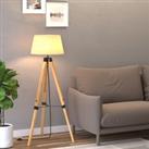 Tripod Floor Lamp Wooden Adjustable Modern Illumination Design E27 Bulb Compatible (Grey Shade) 99-1