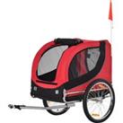 Pawhut Folding Bicycle Pet Trailer Dog Bike Jogger Travel Carrier W/Removable Cover-Red