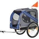 PawHut Pet Bicycle Trailer Foldable Dog Cat Bike Carrier with Suspension- Blue