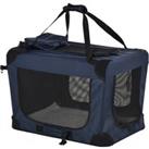 PawHut Folding Pet Carrier Bag Soft Portable Dog Cat Crate Puppy Kennel Cage House with Cushion Storage Bags Dark Blue