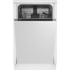 Beko DIS16R10 Fully Integrated Slimline Dishwasher - Silver Control Panel with Fixed Door Fixing Kit - E Rated