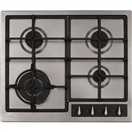 CDA HG6351SS 60cm Stainless Steel 4 Burner Gas Hob With Cast Iron Supports & FFD