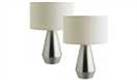 Habitat Maya Pair of Touch Table Lamps - Silver & Cream