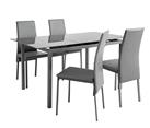 Argos Home Lido Glass Extending Dining Table & 4 Grey Chairs