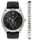 Spirit Lux Men's Black Polyurethane Strap Watch Gift Set