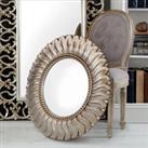 Leaf Round Wall Mirror 75cm Champagne Champagne Gold Effect