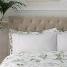 Dorma Botanical Garden Cuffed Pillowcase White / Green