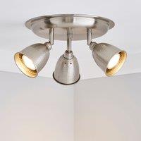 Filbert 3 Light Hammered Chrome Spotlight Satin Nickel