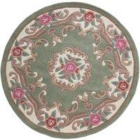 Lotus Premium Aubusson Circle Rug Green
