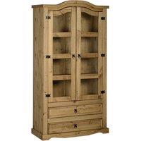 Corona Pine 2 Door 2 Drawer Glass Display Unit Natural