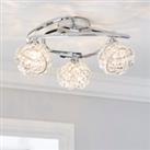 Cecilie 3 Light Crystal SemiFlush Ceiling Fitting Silver