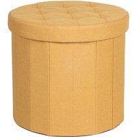 Round Ochre Shoe Storage Ottoman Ochre