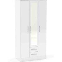 Lynx Mirrored 3 Door Mirrored Wardrobe White