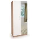 Hyde Mirrored Double Wardrobe White/Natural