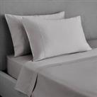 Dorma 300 Thread Count 100% Cotton Sateen Plain Silver Cuffed Pillowcase Silver