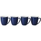 Set of 4 Denby Elements Dark Blue Mugs Blue