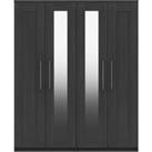 Ethan Graphite 4 Door Wardrobe with Mirrors Grey