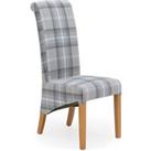 Chester Set of 2 Dining Chairs Grey Woven Check Grey