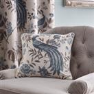 Palace Birds Jacquard Teal Cushion Blue, Brown and Beige