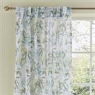 Tropical Leaf Green Hidden Tab Top Single Curtain Panel Green and White