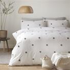 White Duvet Covers Grey Tufted Spot 100% Cotton Textured Quilt Cover Bedding Set