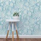 Dimensions Teal Floral 3D Wallpaper Blue