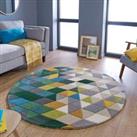 Modern Illusion Abstract Multicoloured Geometric Handcarved Thick Pile Wool Rugs