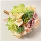 Artificial Rose Hydrangea Bouquet Cream/Green OffWhite