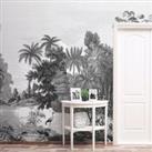 Vintage Tropical Black and White Mural Black and white