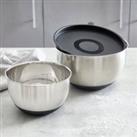Professional Set of 2 Mixing Bowl and One Lid Silver