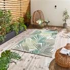 Miami Leaf Print Indoor Outdoor Rug Green/White