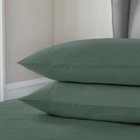 Dorma 300 Thread Count 100% Cotton Sateen Plain Cuffed Pillowcase Green