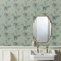 Watercolour Bamboo Lilypad Wallpaper Green/Grey
