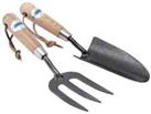 Draper Garden Ash Handle Carbon Steel Heavy Duty Hand Fork and Trowel Set 83776