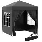 Outsunny 2mx2m Pop Up Gazebo Party Tent Canopy Marquee with Storage Bag Black