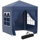 Outsunny 2mx2m Pop Up Gazebo Party Tent Canopy Marquee with Storage Bag Blue