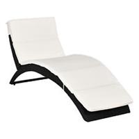 Outsunny Garden Rattan Sun Lounger Patio Pool Recliner Chaise Chair Black