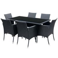 Outsunny 7pc Rattan Garden Furniture Dining Set Wicker Patio Conservatory Seater